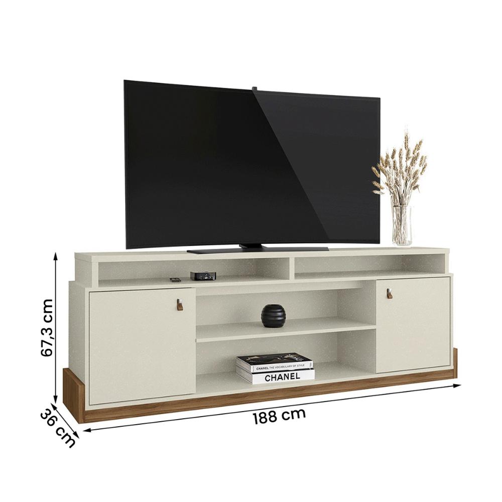 Rack Bancada Montana 1.8 para TV até 75” com Rodízios Perola Metalizado/Cinamomo