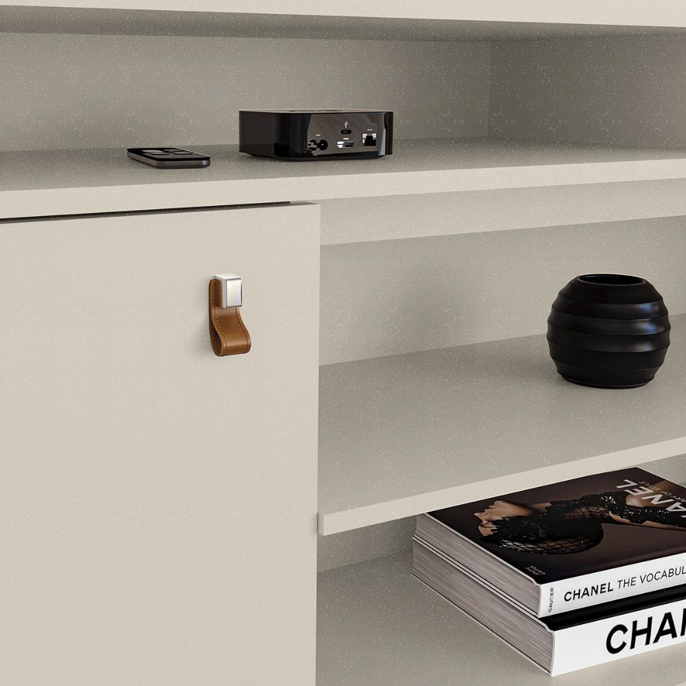 Rack Bancada Montana 1.8 para TV até 75” com Rodízios Perola Metalizado/Cinamomo