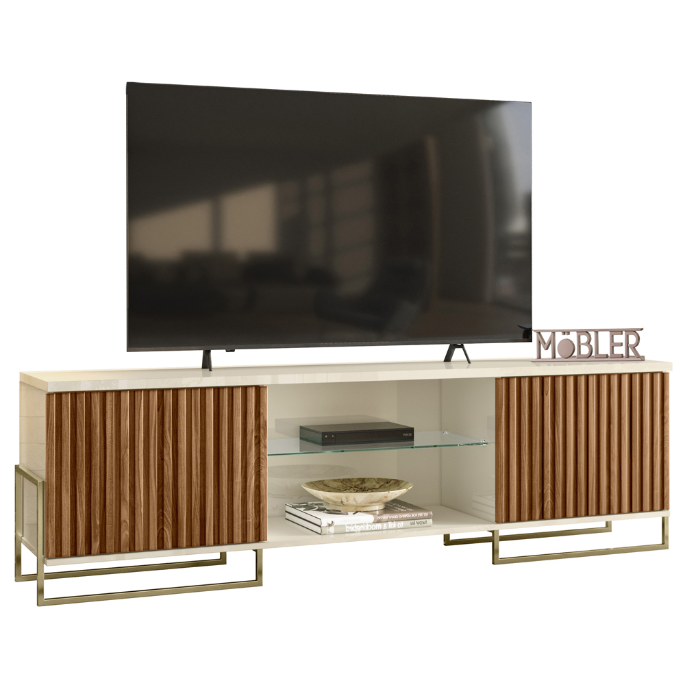 Rack Bancada TV 75 Metha 180 cm Cinamomo Mell Off White MBL