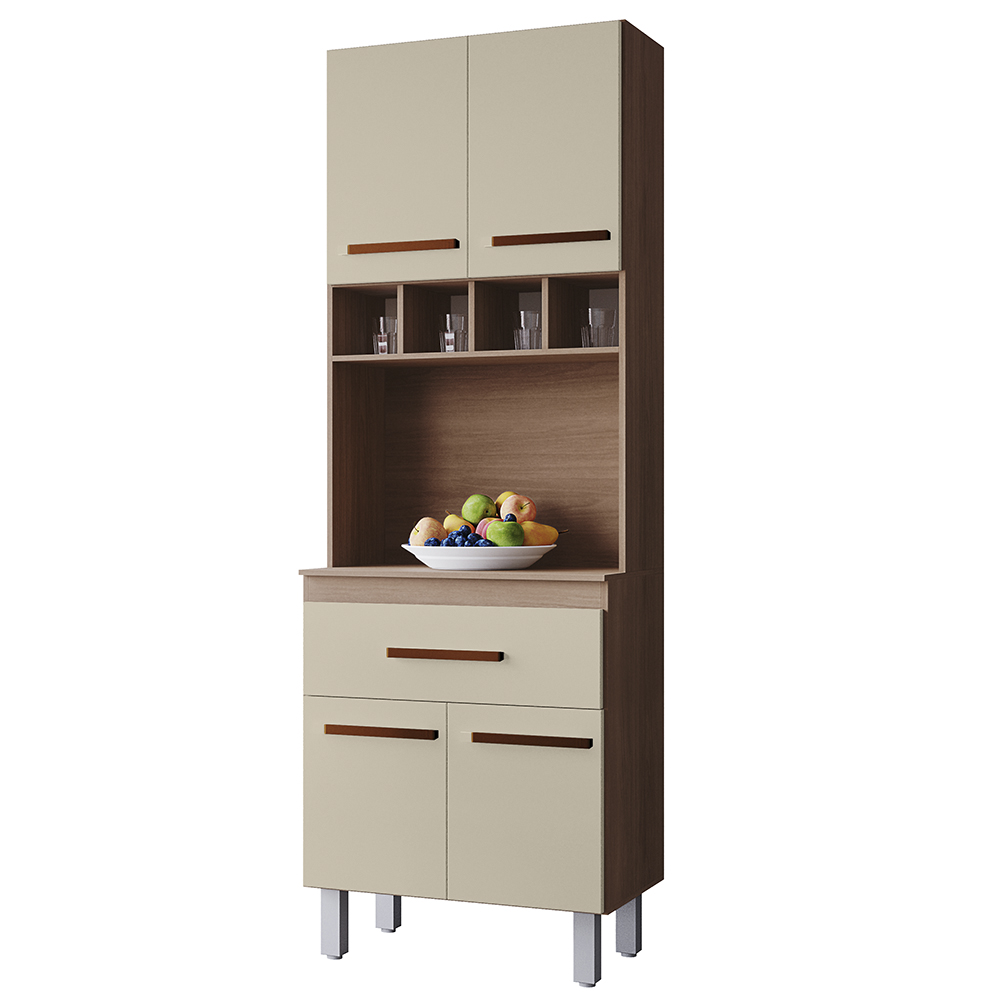 Armario Paneleiro 4P 1G 197x60 cm Vitoria Savana Off White Mobbs