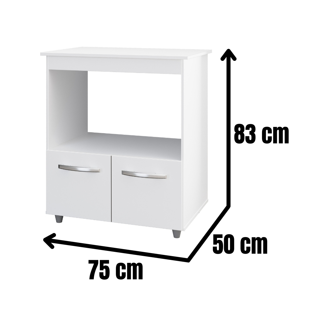 Balcão Multiuso Para Cozinha Angela 2 Portas Branco Moblis