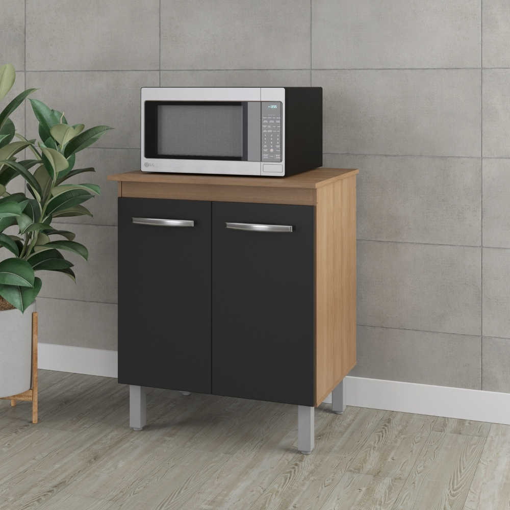 Balcão Multiuso Para Cozinha Serena 2 Portas Savana Preto Moblis