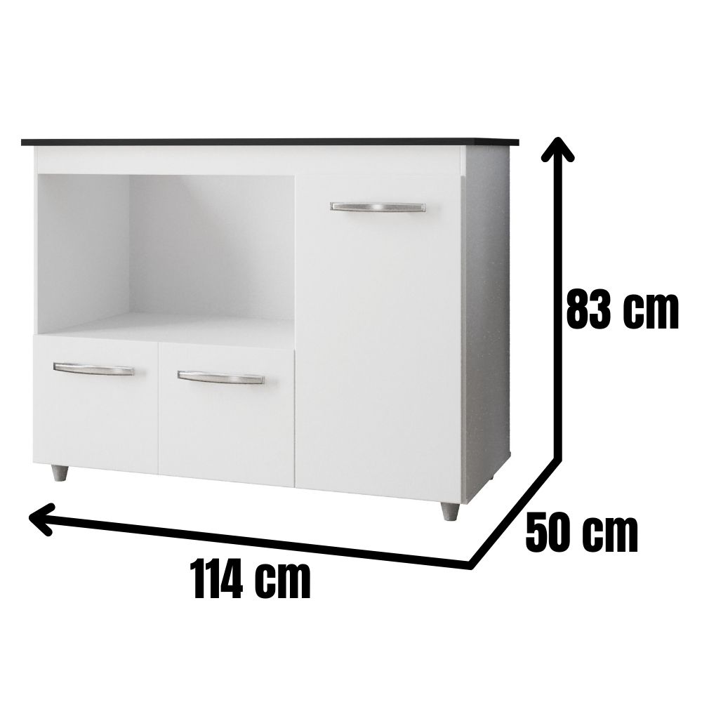 Balcão Para Cooktop Ana 5 Bocas 3 Portas Branco Moblis