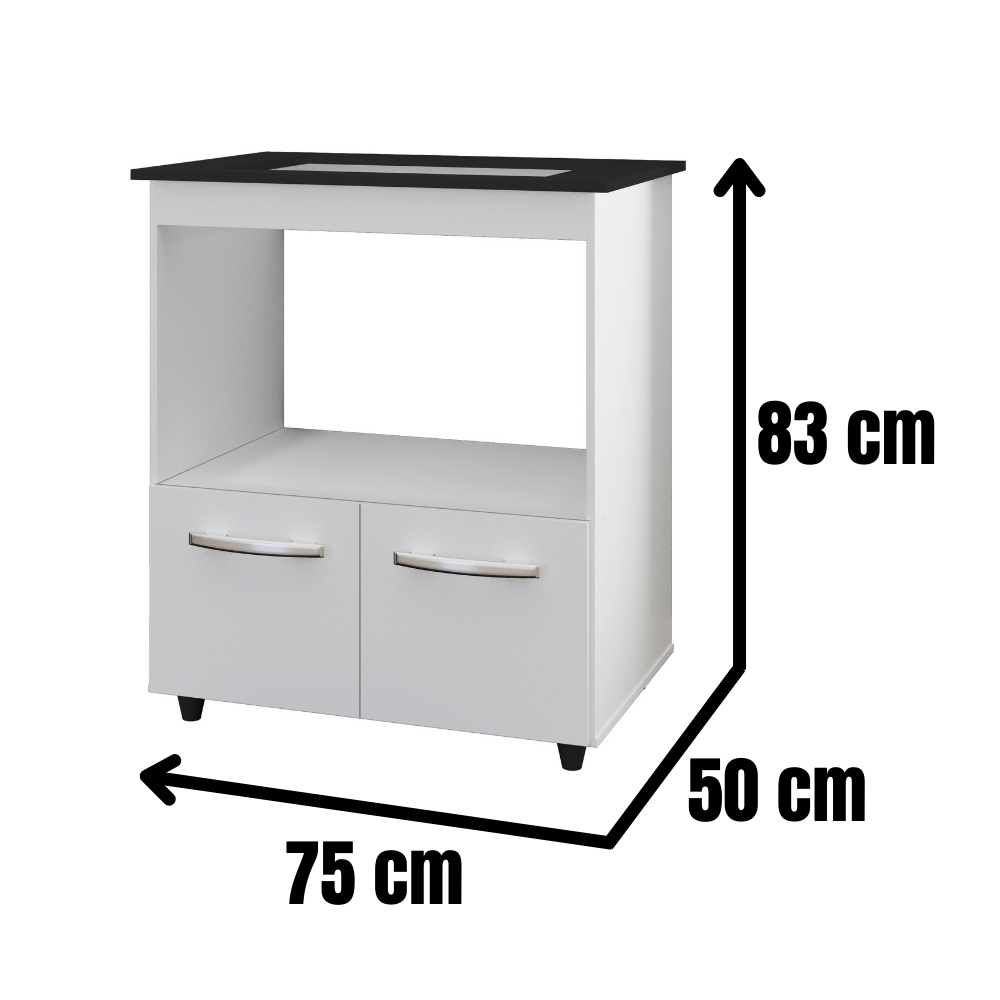 Balcão Para Cooktop Elisa 5 Bocas 2 Portas Branco Moblis