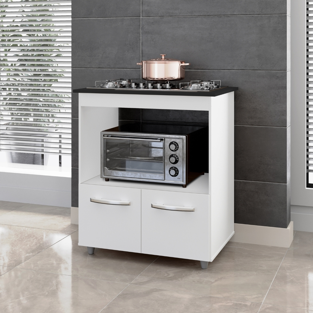 Balcão Para Cooktop Elisa 5 Bocas 2 Portas Branco Moblis