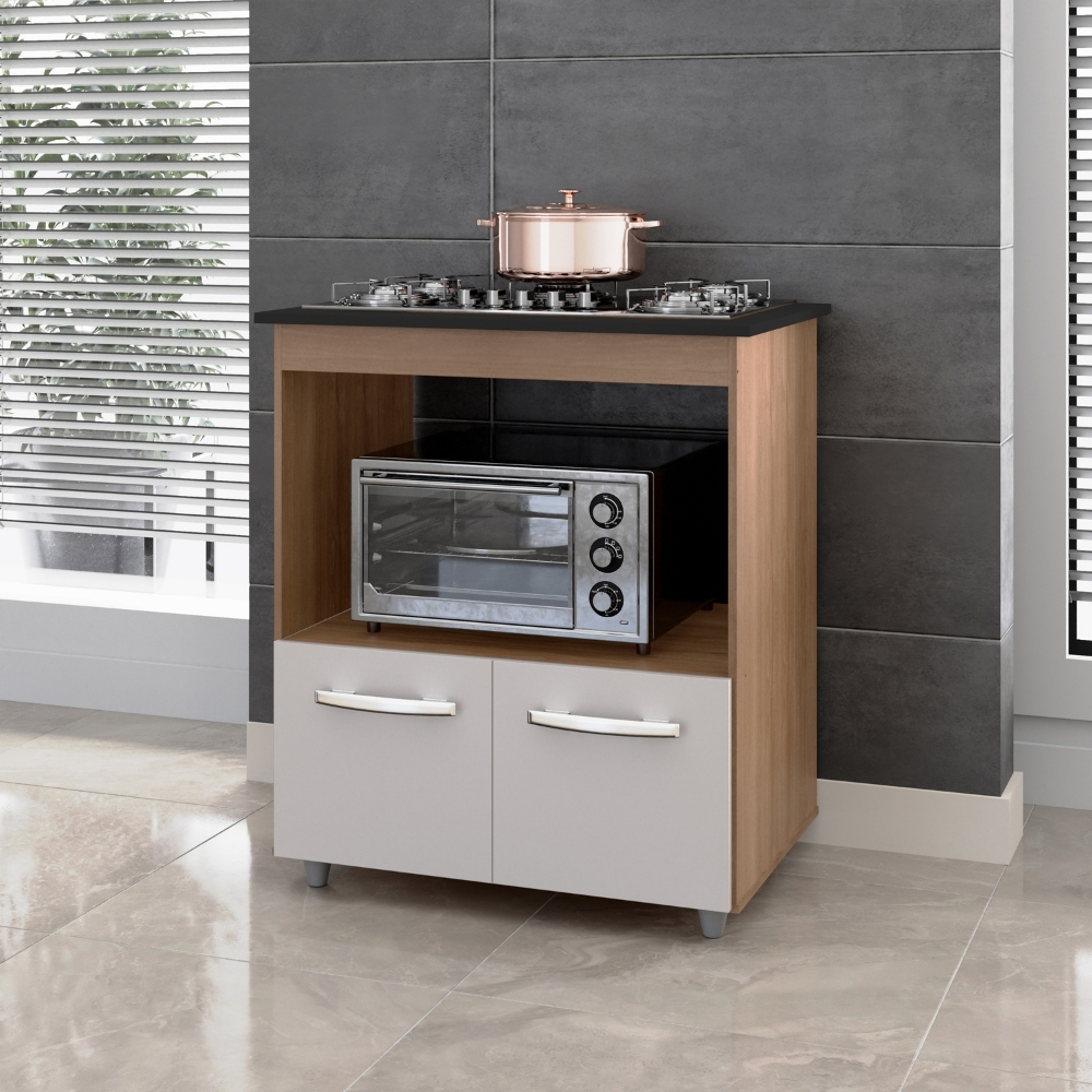 Balcão Para Cooktop Elisa 5 Bocas 2 Portas Savana Off White Moblis
