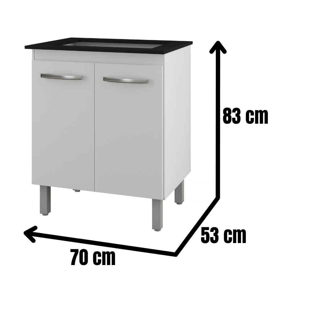 Balcão Para Cooktop Jade 5 Bocas 2 Portas Branco Moblis