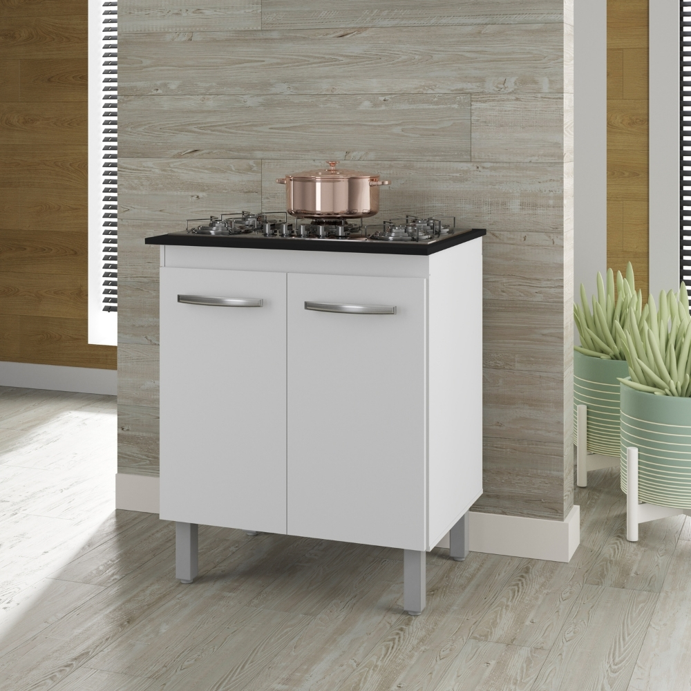 Balcão Para Cooktop Jade 5 Bocas 2 Portas Branco Moblis