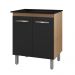 Balcão Para Cooktop Jade 5 Bocas 2 Portas Savana Preto Moblis