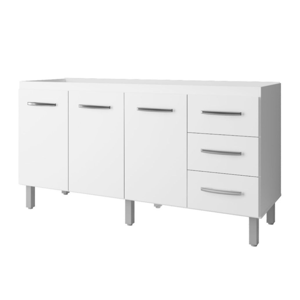 Balcão Para Pia Diana 3 Portas 150 cm Branco Moblis