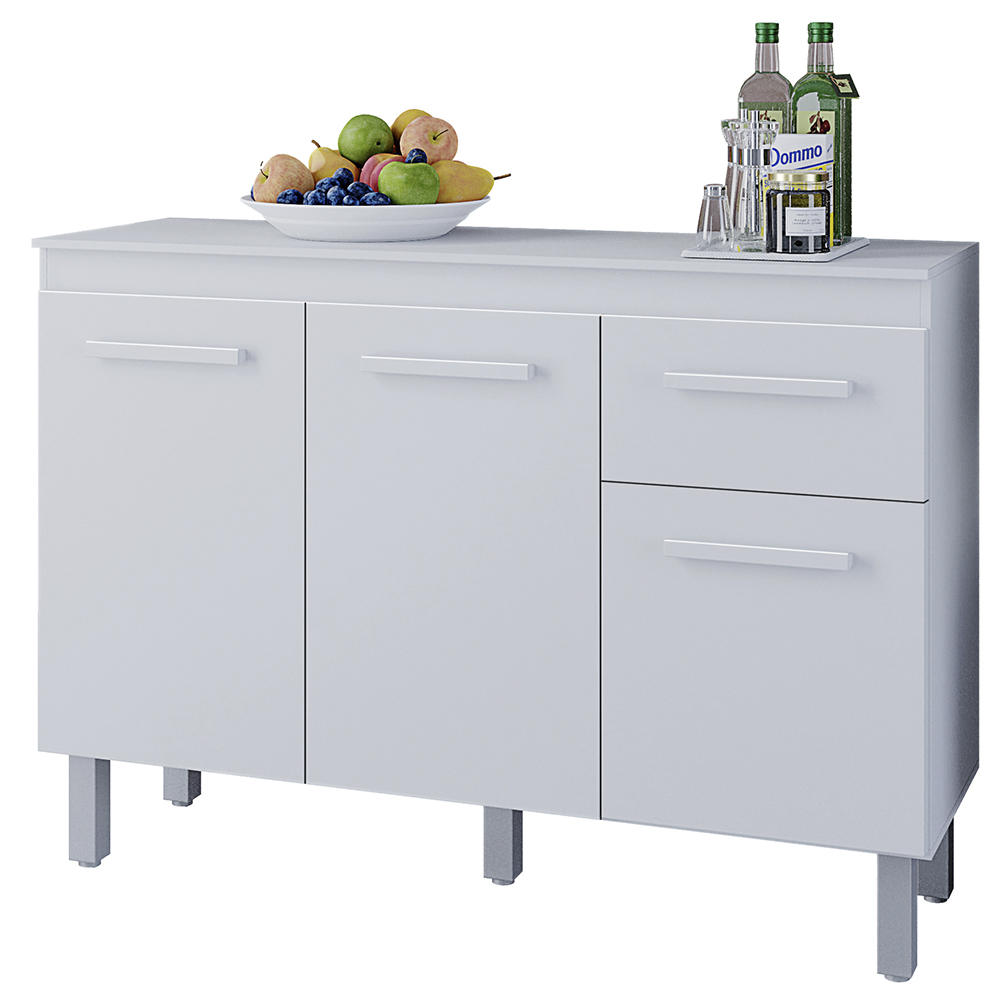 Balcao Com Tampo 3P 1G 120 cm Vitoria Branco Mobbs