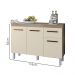 Balcao Com Tampo 3P 1G 120 cm Vitoria Savana Off White Mobbs