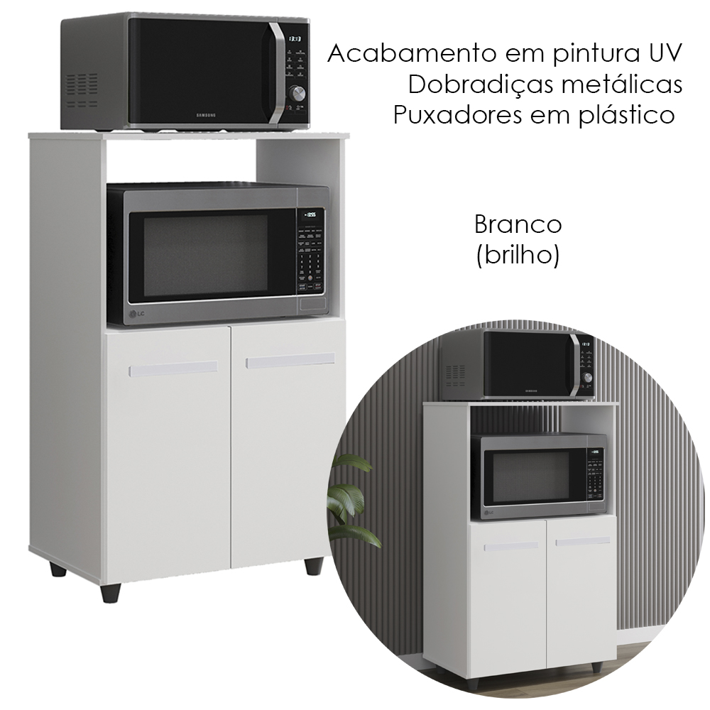 Balcao Multiuso 2 Fornos 60 cm Tais Branco Mobbs