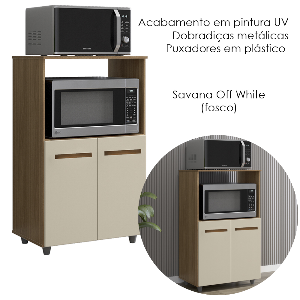 Balcao Multiuso 2 Fornos 60 cm Tais Savana Off White Mobbs