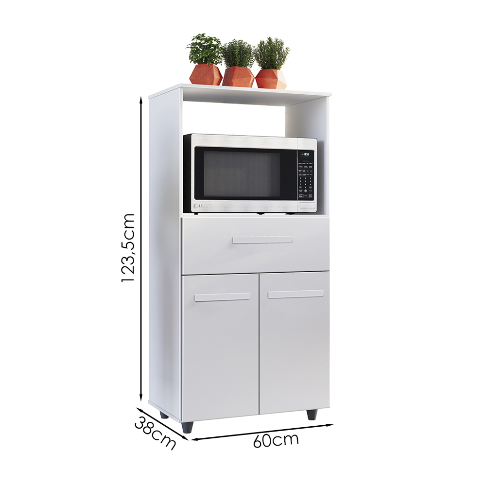 Balcao Multiuso Forno 2P 1G 60 cm Luna Branco Mobbs