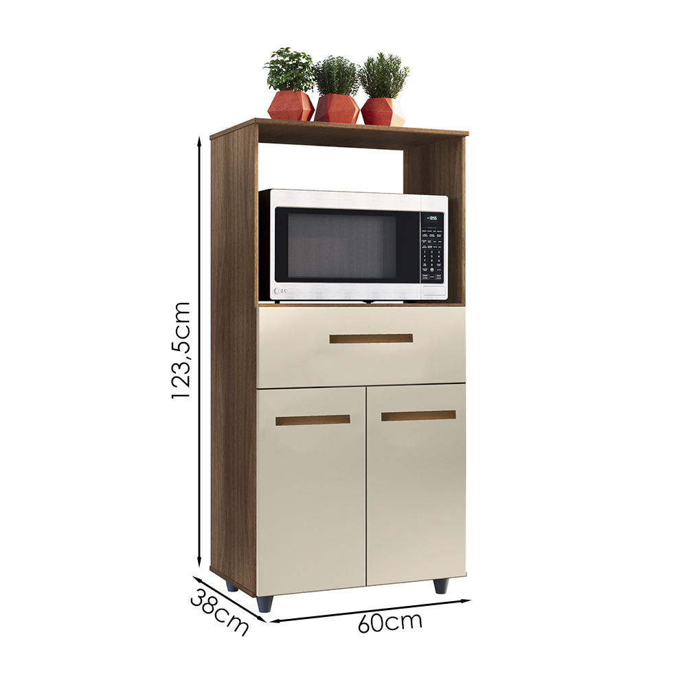Balcao Multiuso Forno 2P 1G 60 cm Luna Savana Off White Mobbs