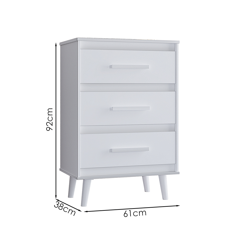 Comoda 3 Gavetas 61 cm Mila Branco Mobbs