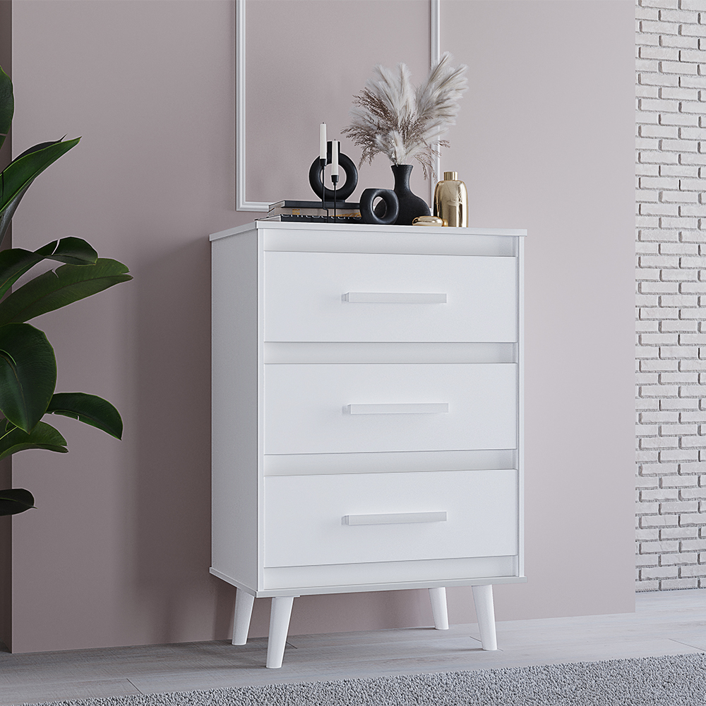 Comoda 3 Gavetas 61 cm Mila Branco Mobbs
