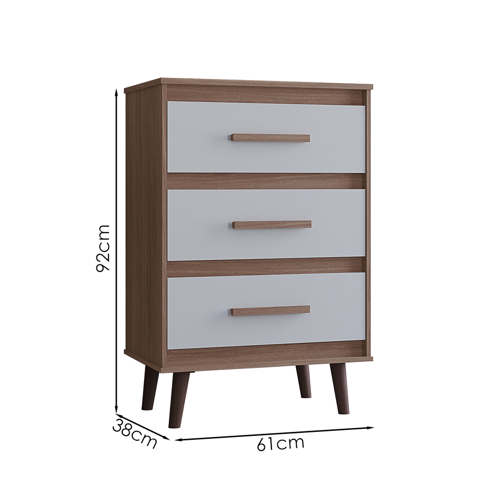 Comoda 3 Gavetas 61 cm Mila Savana Off White Mobbs