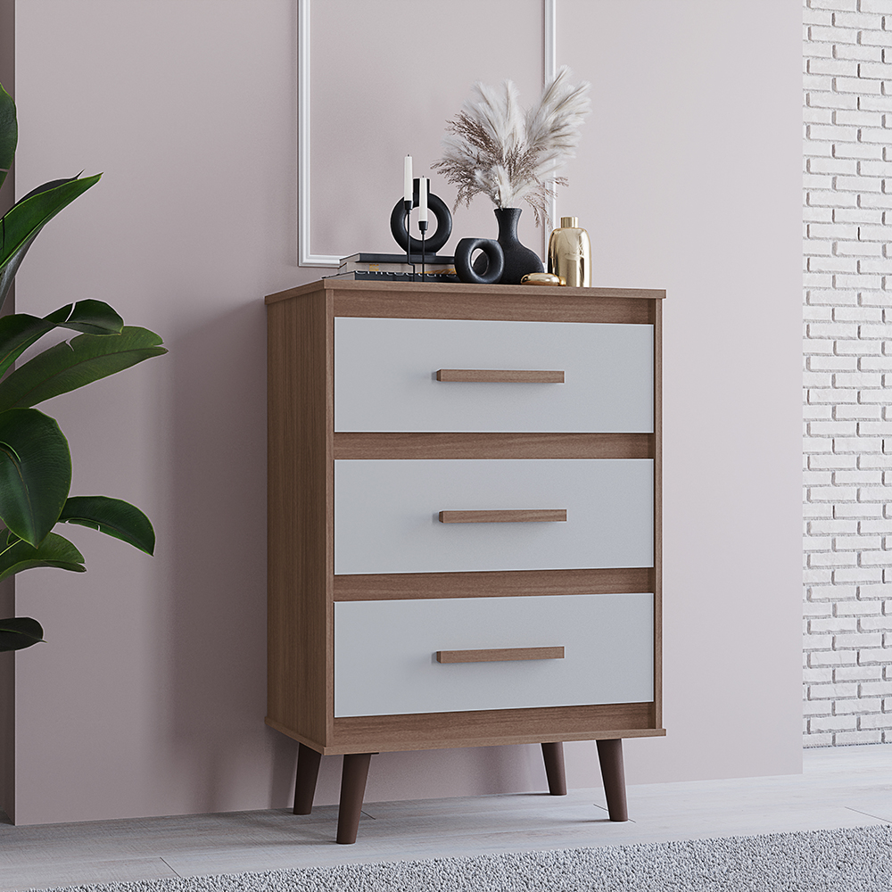 Comoda 3 Gavetas 61 cm Mila Savana Off White Mobbs