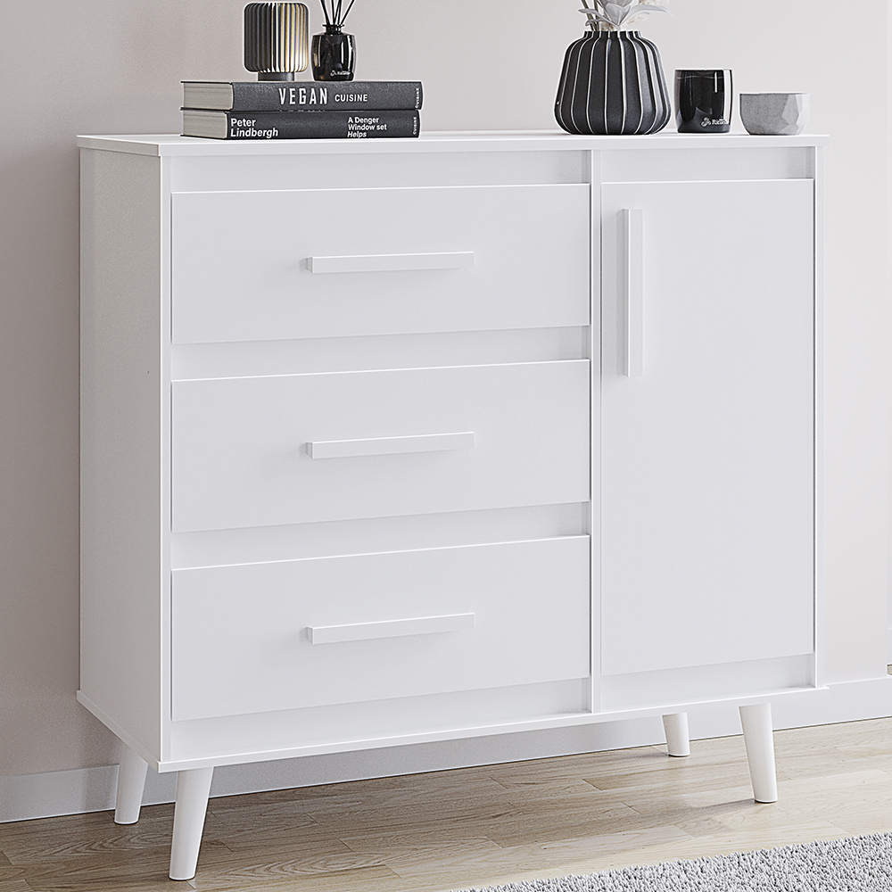 Comoda Sapateira 3G 1P 95 cm Mila Branco Mobbs