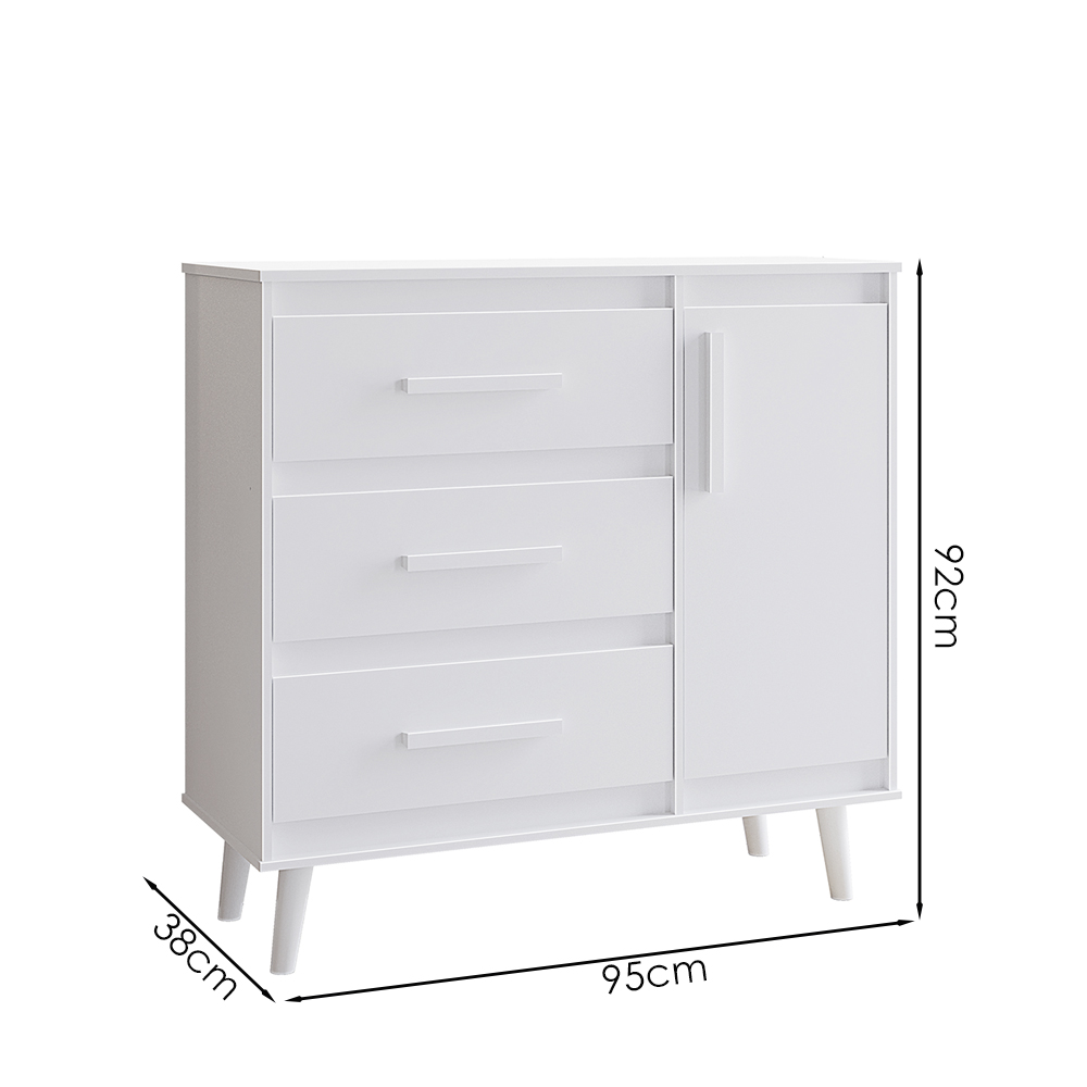 Comoda Sapateira 3G 1P 95 cm Mila Branco Mobbs
