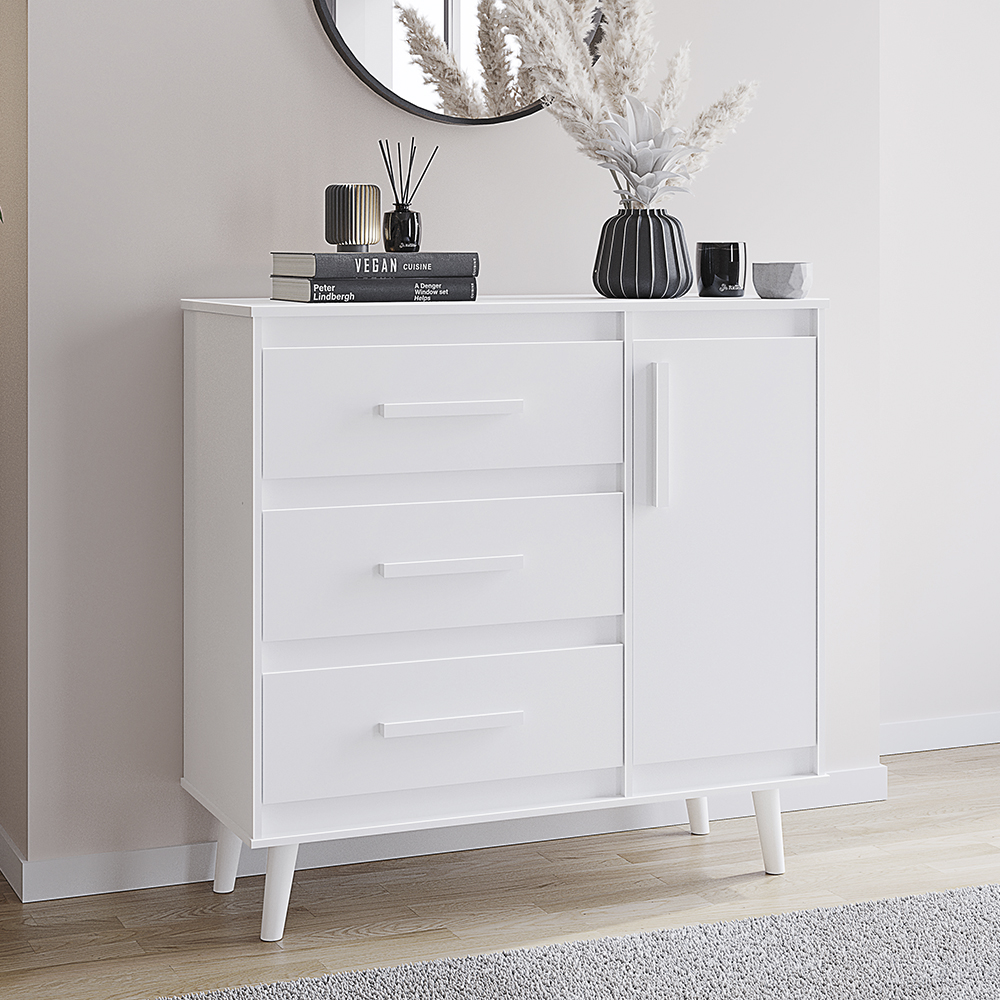 Comoda Sapateira 3G 1P 95 cm Mila Branco Mobbs