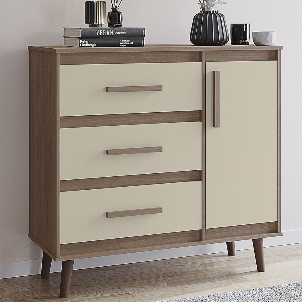 Comoda Sapateira 3G 1P 95 cm Mila Savana Off White Mobbs