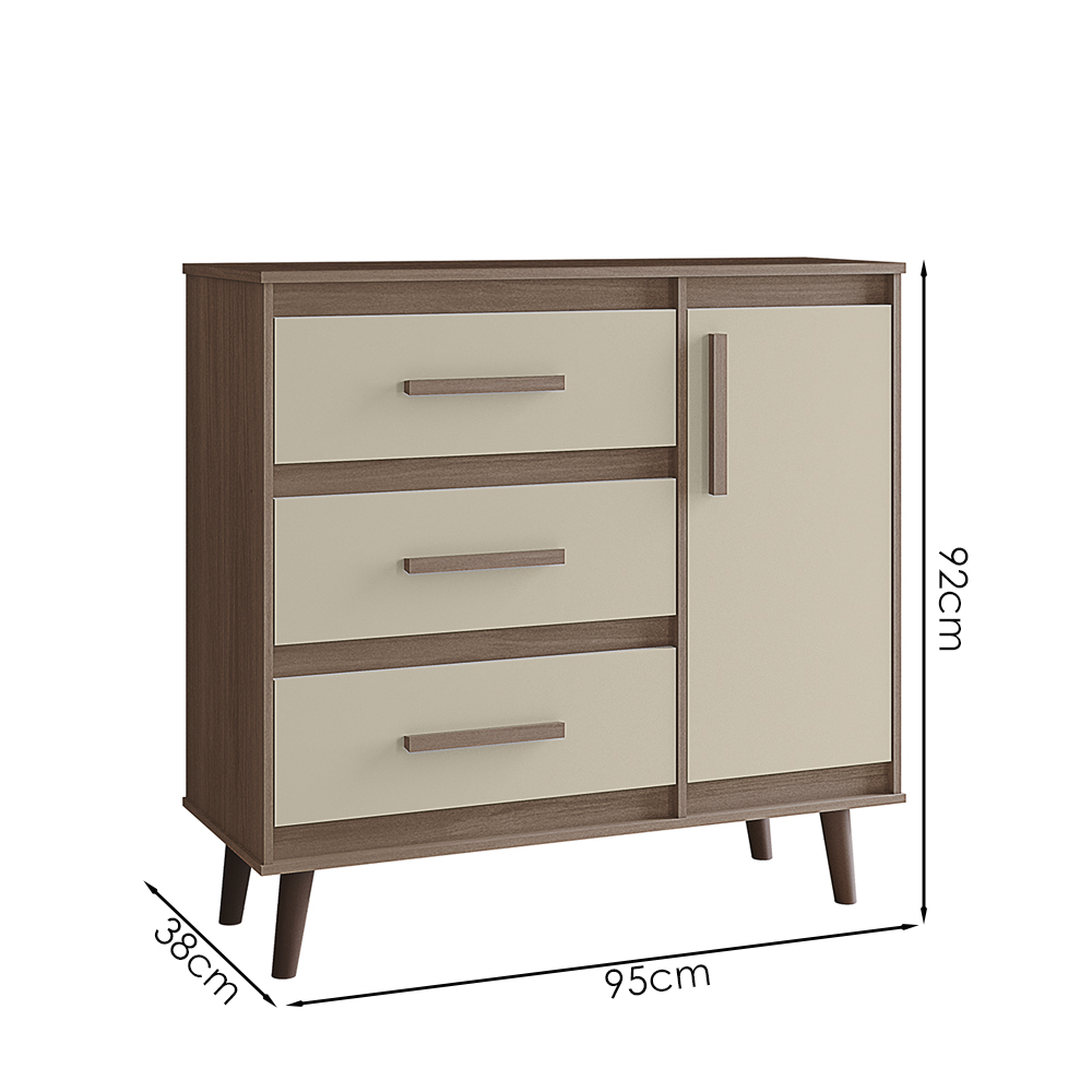 Comoda Sapateira 3G 1P 95 cm Mila Savana Off White Mobbs