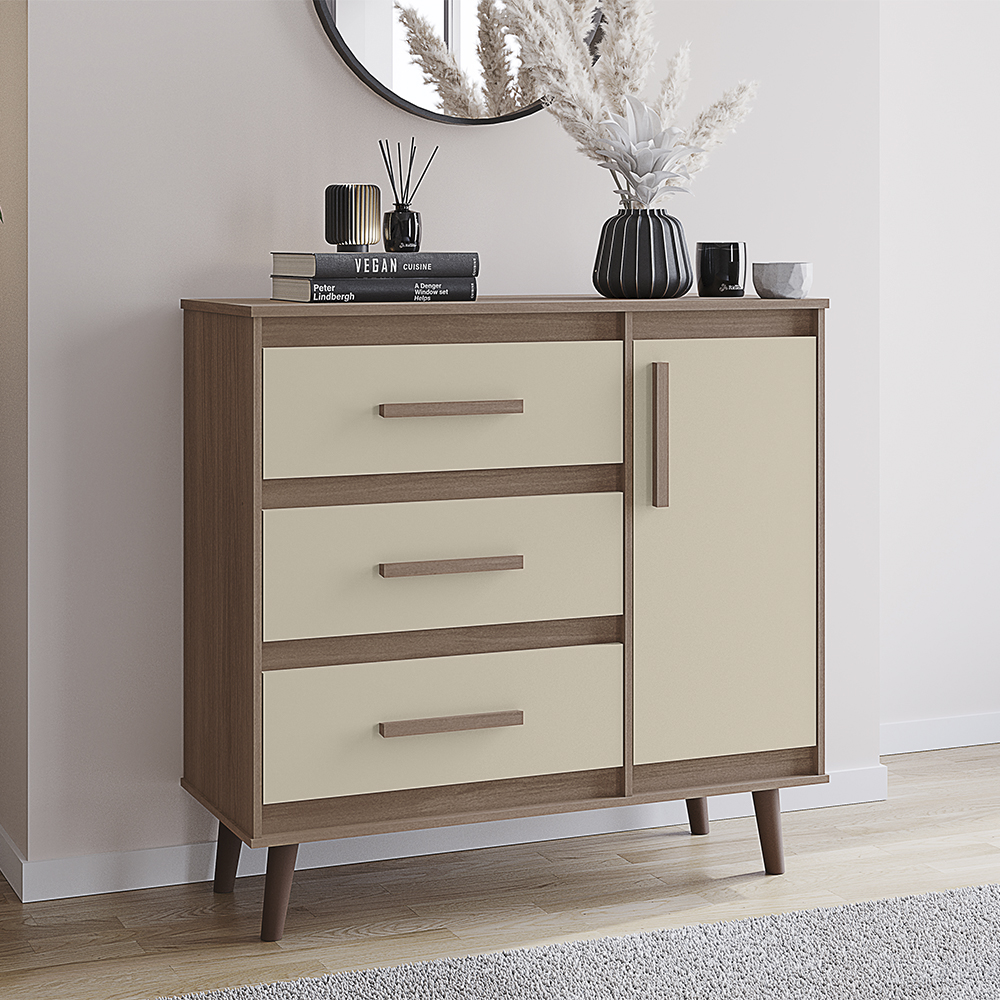 Comoda Sapateira 3G 1P 95 cm Mila Savana Off White Mobbs