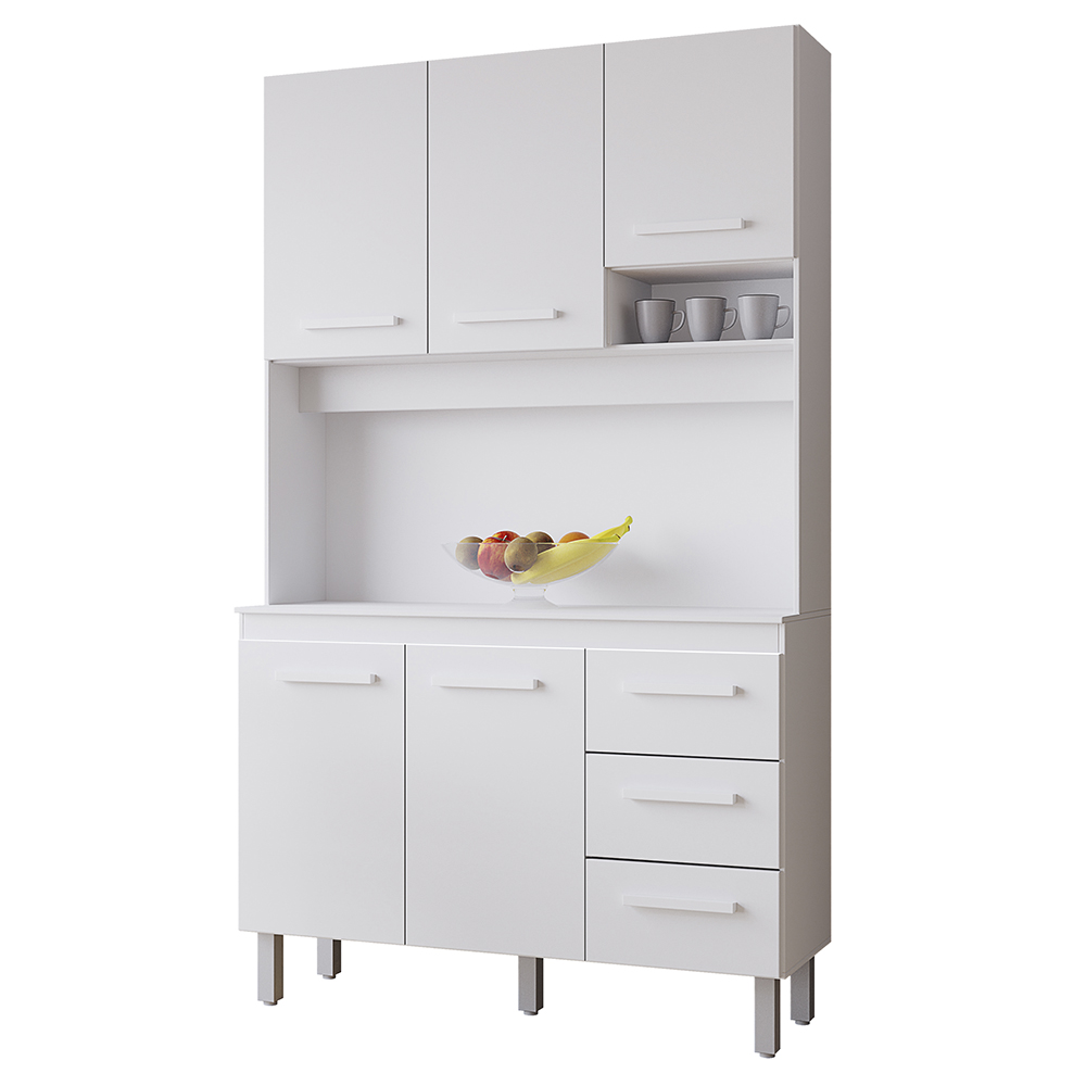 Kit Cozinha 5P 3G 120 cm Vitoria Branco Mobbs