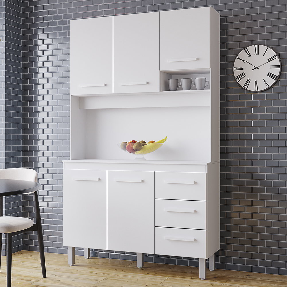 Kit Cozinha 5P 3G 120 cm Vitoria Branco Mobbs