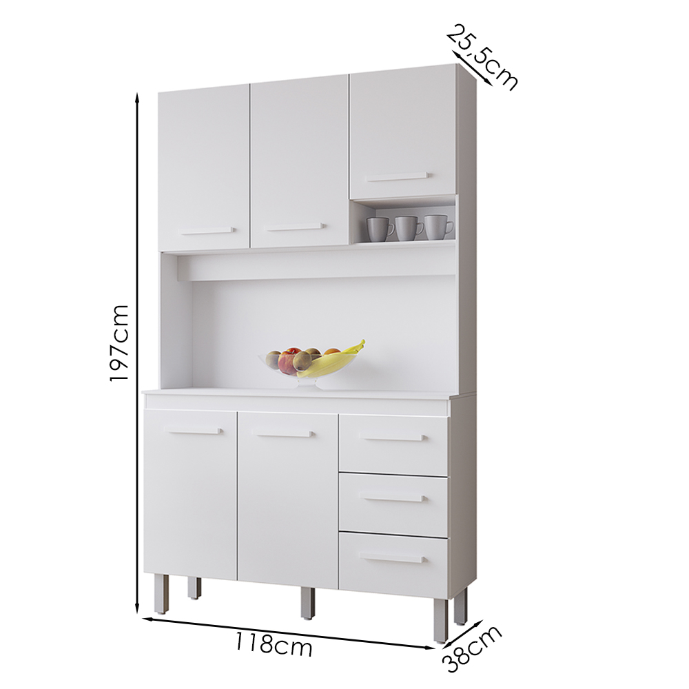 Kit Cozinha 5P 3G 120 cm Vitoria Branco Mobbs