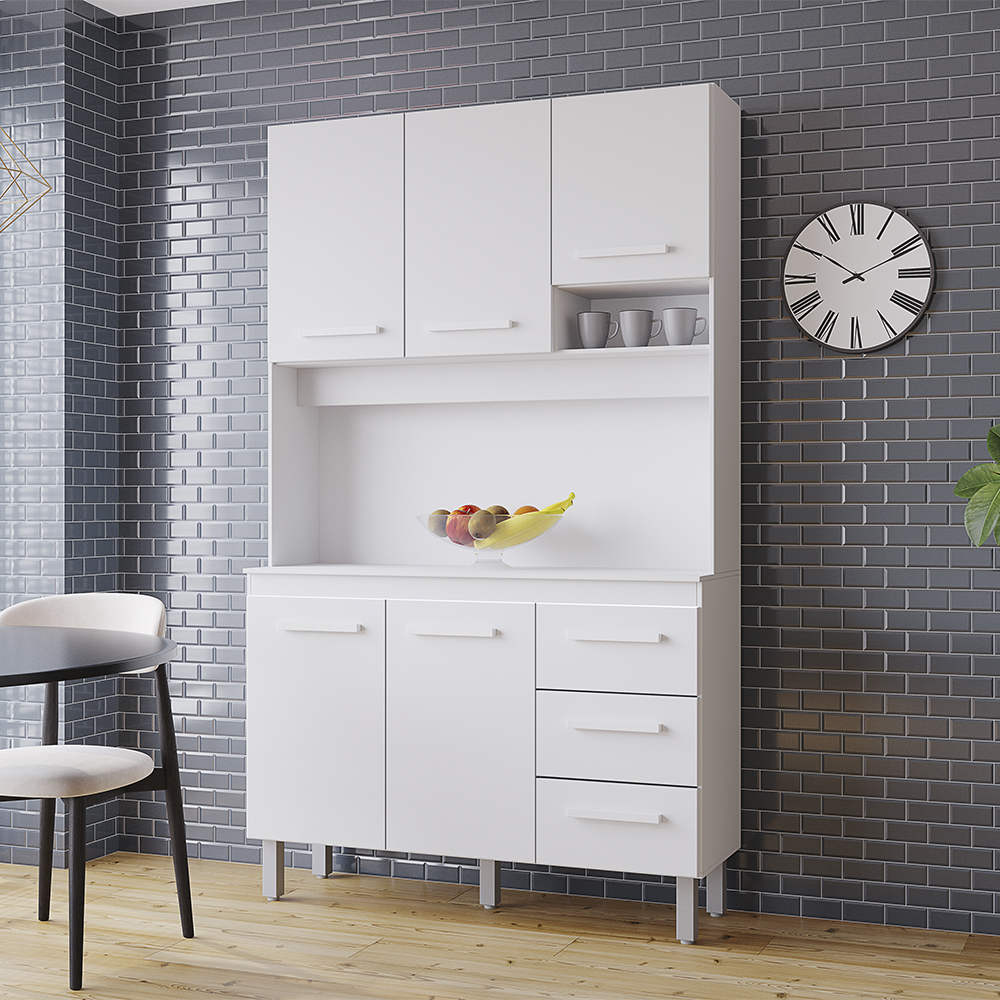 Kit Cozinha 5P 3G 120 cm Vitoria Branco Mobbs
