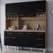 Kit Cozinha 9P 4G 180 cm Vitoria Savana Preto Mobbs