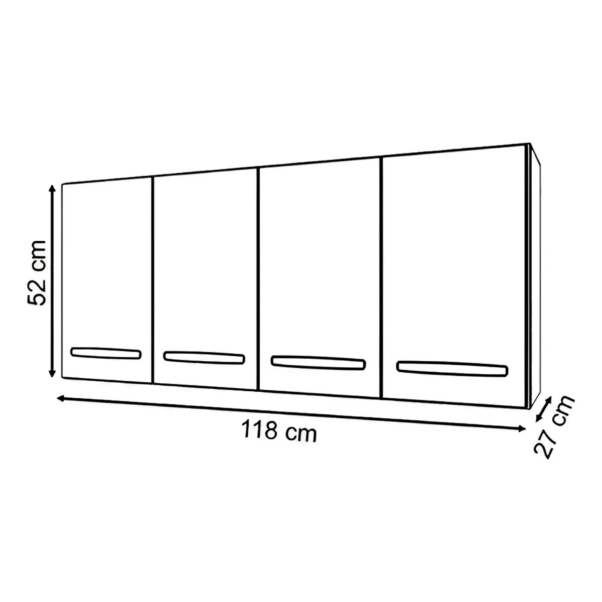 Armário Aéreo de Cozinha 4 Portas 120 cm Lara Branco