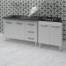 Armário Cozinha Gabinete Pia De 120 Cm Bianca Com Balcão Cooktop 4 Bocas Branco Jade 