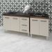Armário Cozinha Gabinete Pia De 120 Cm Bianca Com Balcão Cooktop 4 Bocas Savana Frente Off-white Jade 