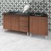 Armário Cozinha Gabinete Pia De 120 Cm Bianca Com Balcão Cooktop 4 Bocas Savana Jade 