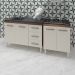 Armário Cozinha Gabinete Pia De 120 Cm Bianca Com Balcão Cooktop 5 Bocas Savana Frente Off-white Jade 