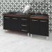 Armário Cozinha Gabinete Pia De 120 Cm Bianca Com Balcão Cooktop 5 Bocas Savana Frente Preta Jade 