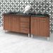 Armário Cozinha Gabinete Pia De 120 Cm Bianca Com Balcão Cooktop 5 Bocas Savana Jade 
