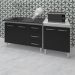 Armário Cozinha Gabinete Pia De 120 Cm Bianca Com Balcão Multiuso Micro-ondas Branco Frente Preta Serena 