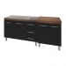 Armário Cozinha Gabinete Pia De 120 Cm Bianca Com Balcão Multiuso Micro-ondas Savana Frente Preta Serena 