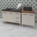 Armário Cozinha Gabinete Pia De 120 Cm Bianca Com Balcão Multiuso Micro-ondas Savana Off-white Serena 