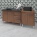 Armário Cozinha Gabinete Pia De 120 Cm Bianca Com Balcão Multiuso Micro-ondas Savana Serena 