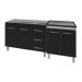 Armário Cozinha Gabinete Pia De 120 Cm Bianca Preto Com Balcão Cooktop 5 Bocas Branco Frente Preta Jade 