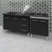 Armário Cozinha Gabinete Pia De 120 Cm Bianca Preto Com Balcão Cooktop 5 Bocas Branco Frente Preta Jade 