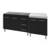 Armário Cozinha Gabinete Pia De 120 Cm Bianca Preto Com Balcão Multiuso Micro-ondas Branco Frente Preta Serena 