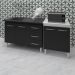 Armário Cozinha Gabinete Pia De 120 Cm Bianca Preto Com Balcão Multiuso Micro-ondas Branco Frente Preta Serena 